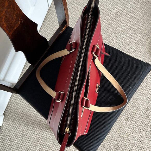 Dooney & Bourke Smooth Leather Deep Red Tote - Picture 8 of 14